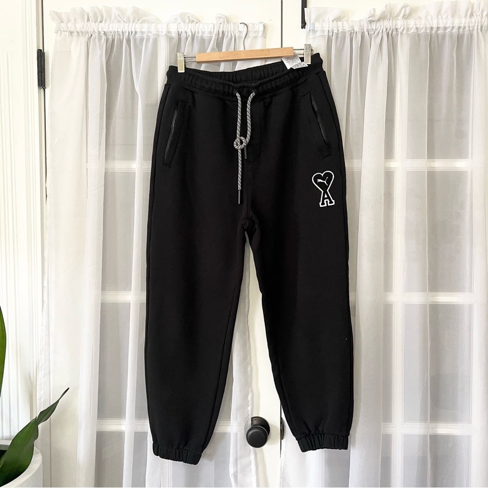 PUMA X AMI PARIS ALEXANDRE MATTIUSI COLLAB BLACK SWEATPANTS JOGGERS SIZE MEDIUM
